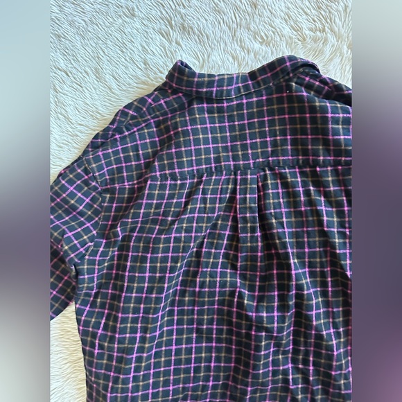 Madewell Plaid Flannel Pink Black and Tan Button Down Shirt Size Large / L - Picture 11 of 12
